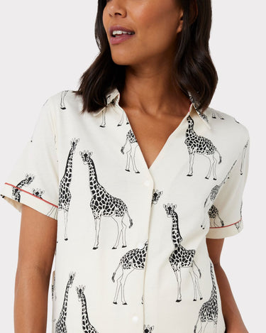 Maternity Organic Cotton Giraffe Print Short Pyjama Set